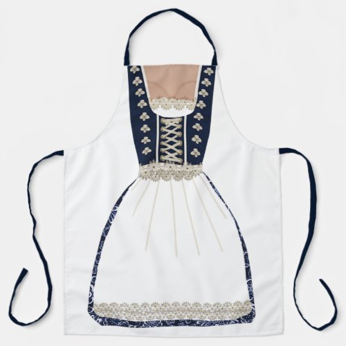 Navy and Ivory Lacy German Dirndl Apron