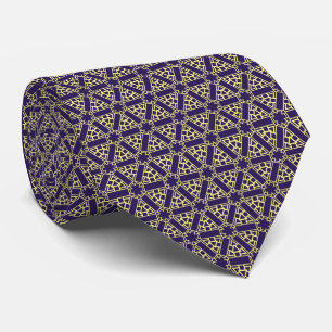 Navy and Lemon Geometric Pattern Tie