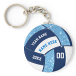 Navy and Light Blue and White Volleyball Keychains