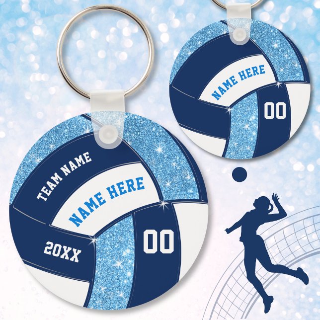 Navy and Light Blue and White Volleyball Keychains (Creator Uploaded)