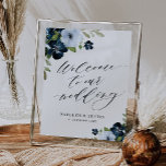 Navy And Light Blue Floral Welcome Wedding Sign at Zazzle