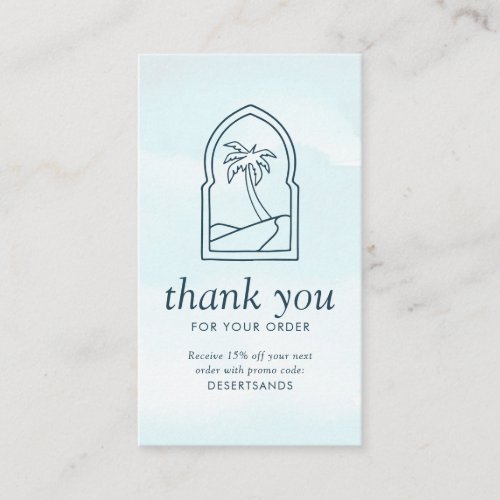 Navy and Light Blue Palm Tree Thank You Business Card