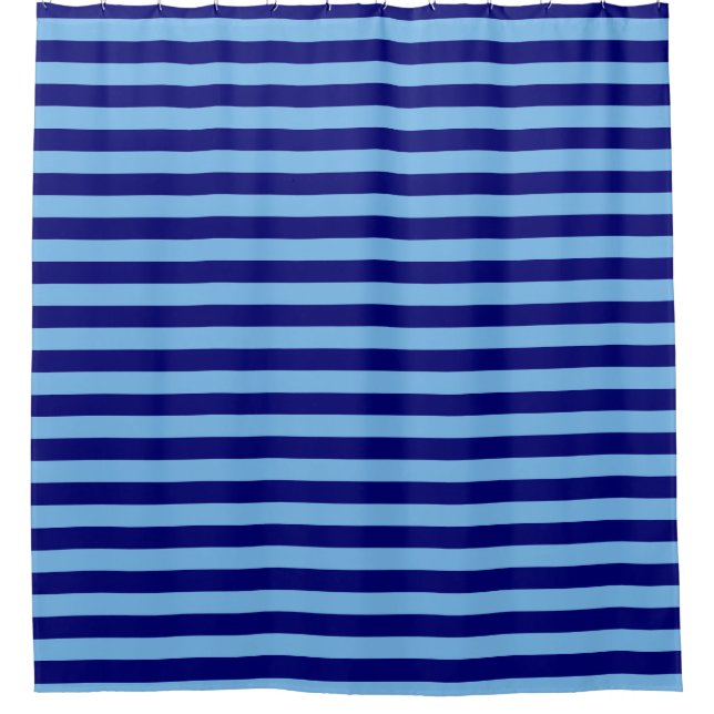 Navy and Light Blue Stripes Shower Curtain (Front)