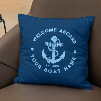 Navy And Light Blue Vintage Nautical Boat Anchor Throw Pillow by artOnWear at Zazzle