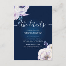 Navy and Lilac Rose Wedding Details