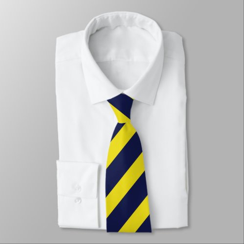 Navy and Maize Diagonally-Striped Tie