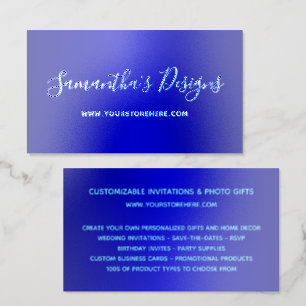 Navy and Medium Blue Ombre Online Store Raised Spot UV Business Card