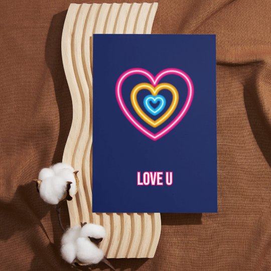 Navy and Neon Valentines Day Card