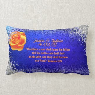 Navy and Orange Bling Theme Lumbar Pillow