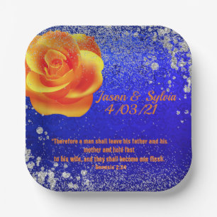 Navy and Orange Bling Theme Paper Plates