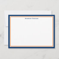 Navy and Orange Border Note Card