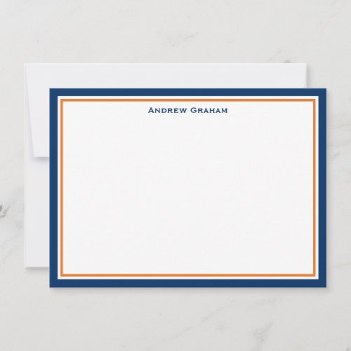 Navy and Orange Border Note Card