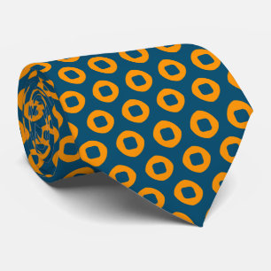 Navy and Orange Dot Circle Pattern  Neck Tie