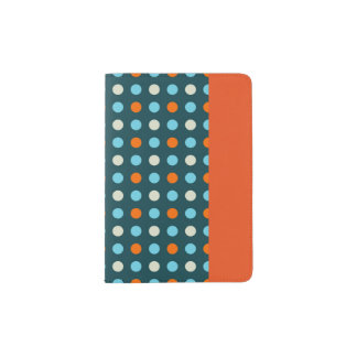 Navy and Orange Polka Dot Passport Holder