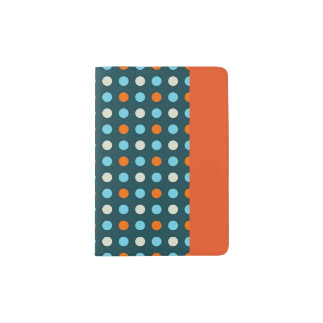 Navy and Orange Polka Dot Passport Holder (Front)
