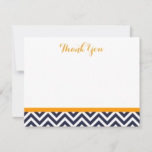 Navy and Orange Simple Chevron Thank You Note Card