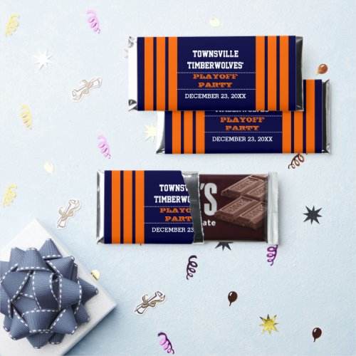 Navy and Orange Team Football Party Hershey Bar Favors