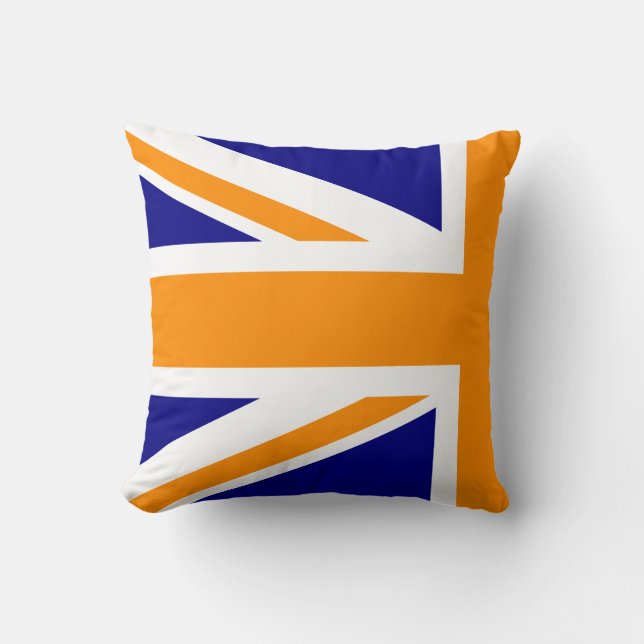 Navy and Orange Union Jack Half Throw Pillow (Front)