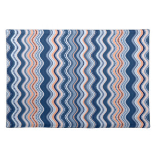 Navy and Orange Wavy Stripes Cloth Placemat