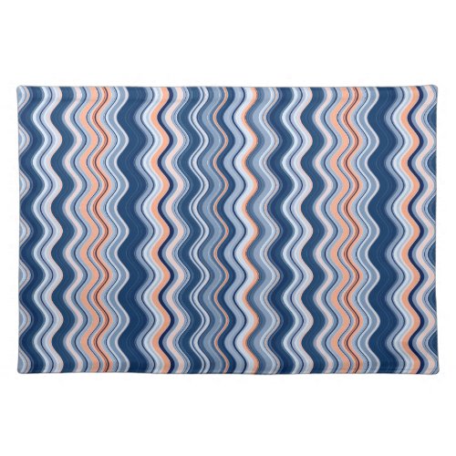 Navy and Orange Wavy Stripes Cloth Placemat