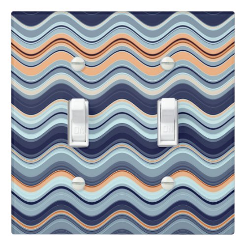 Navy and Orange Wavy Stripes Light Switch Cover