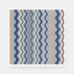 Navy and Orange Wavy Stripes Napkins