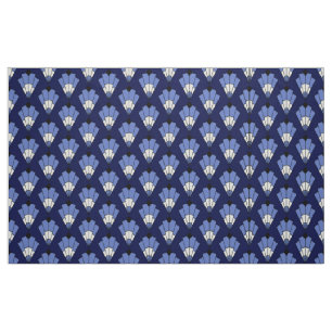 Navy and pale blue Art Deco Pattern Fabric