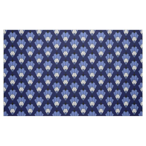 Navy and pale blue Art Deco Pattern Fabric