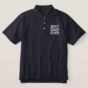 Navy and Pastel Blue Best Dad Ever Embroidered Polo Shirt
