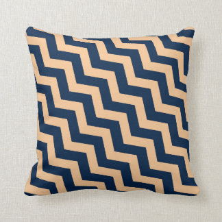 Navy and Peach Diagonal Chevron Pattern Pillow