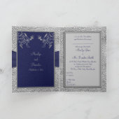 Navy and Pewter Card Style Wedding Invitation (Inside)