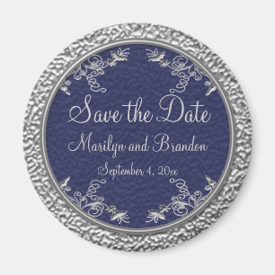 Navy and Pewter Save the Date Magnet