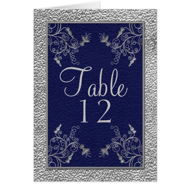 Navy and Pewter Table Card (Front)