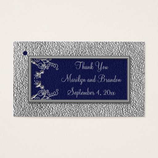 Customizable Navy and Pewter Wedding Favor Tags Business Cards