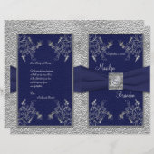 Navy and Pewter Wedding Program (Front/Back)