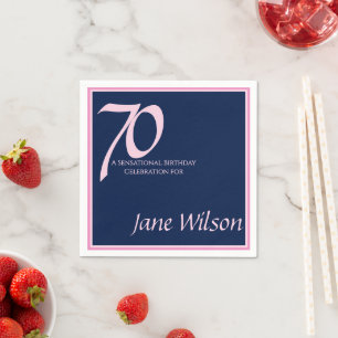 Navy and Pink 70th Birthday Party Collection Napkins