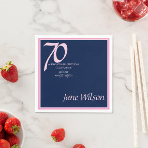 Navy and Pink 70th Birthday Party Collection Napkins