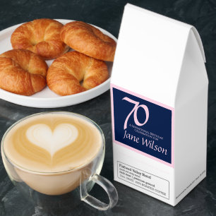 Navy and Pink 70th Birthday Party Collection Roasted Coffee