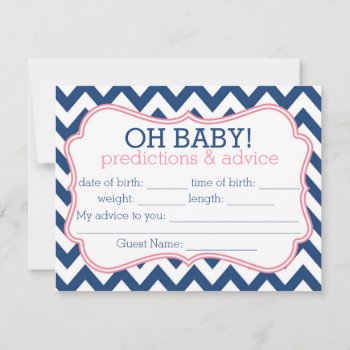 Navy And Pink Chevron Predictions & Advice Card by tinyanchor at Zazzle
