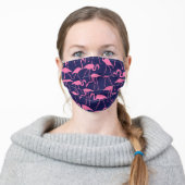 Navy and Pink Flamingo Pattern Adult Cloth Face Mask (Worn)