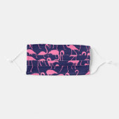 Navy and Pink Flamingo Pattern Adult Cloth Face Mask (Front, Folded)