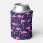 Navy And Pink Flamingo Pattern Can Cooler at Zazzle