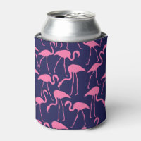 Navy and Pink Flamingo Pattern Can Cooler
