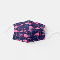 Navy and Pink Flamingo Pattern Cloth Face Mask