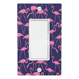 Navy and Pink Flamingo Pattern Light Switch Cover