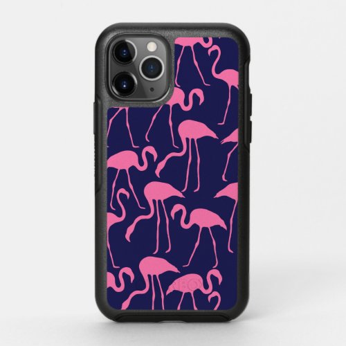 Navy and Pink Flamingo Pattern OtterBox Symmetry iPhone 11 Pro Case