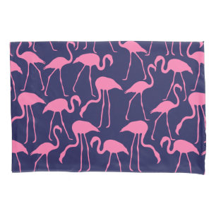 Navy and Pink Flamingo Pattern Pillow Case