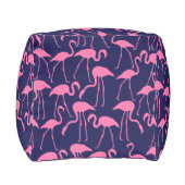 Navy and Pink Flamingo Pattern Pouf (Right)