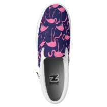 Navy and Pink Flamingo Pattern Slip-On Sneakers