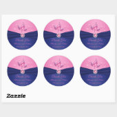 Navy and Pink Floral 3" Round Thank You Sticker (Sheet)